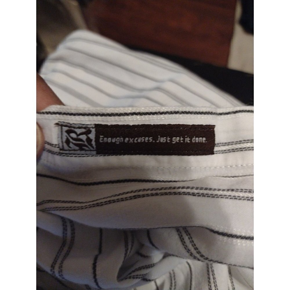 ROAR Buckle Enough Excuses Embroidered White Long Sleeve Button Shirt Men's XL - Picture 8 of 12